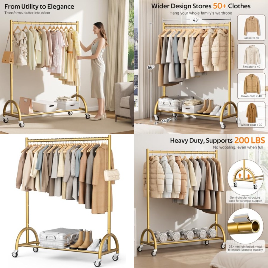 Baby Clothing Rack - Heavy Duty Clothing Rack with Wheels