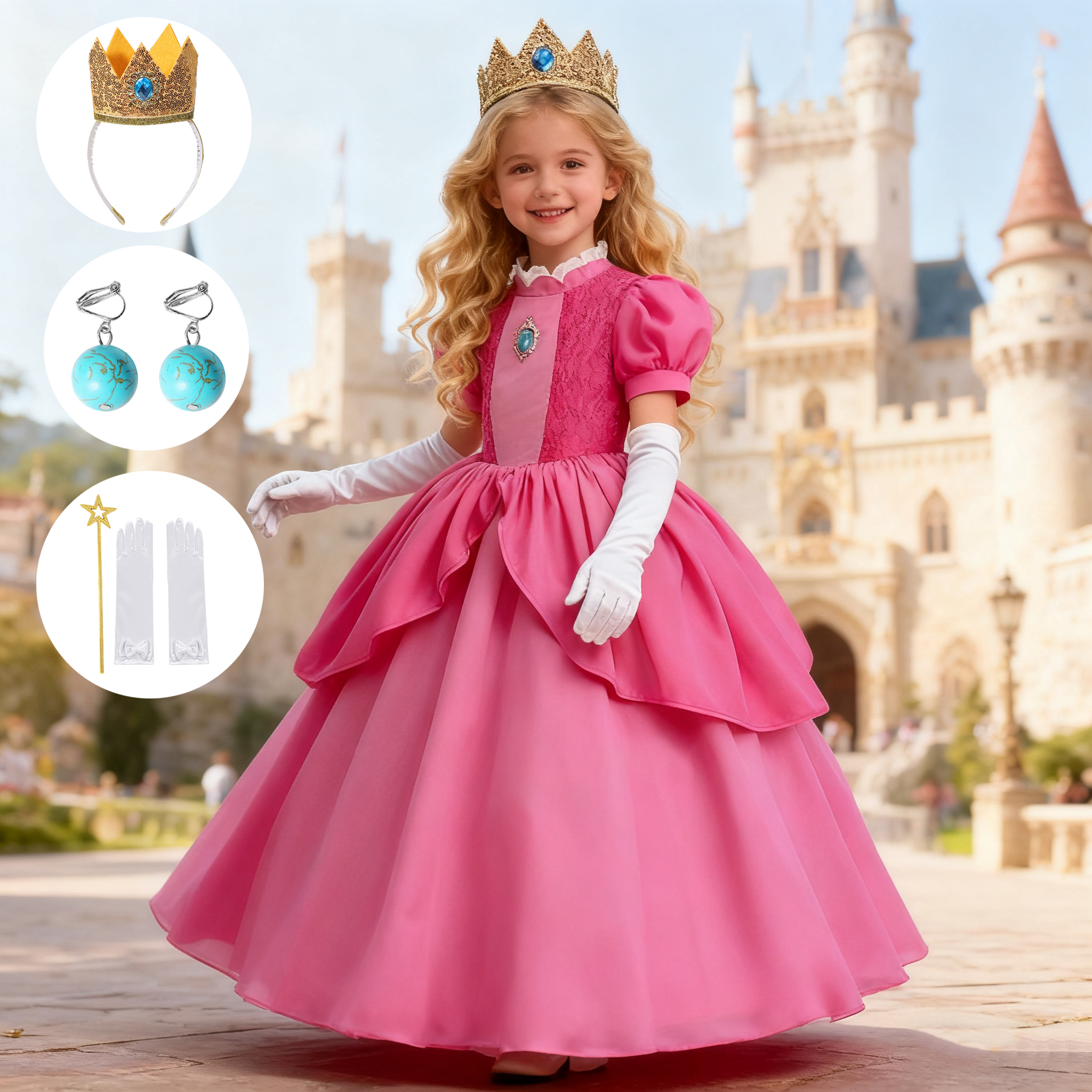 Peach Princess Costume For Gir - Baby Clothing Europe のレビューと価格