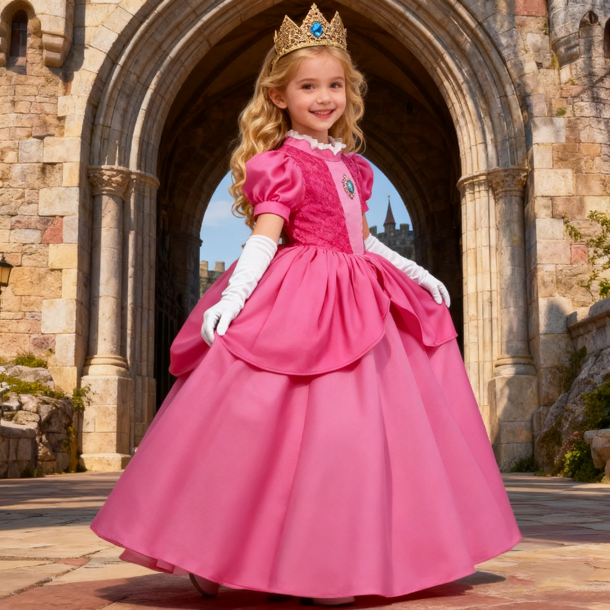 Peach Princess Costume For Gir - Baby Clothing Europe のレビューと価格